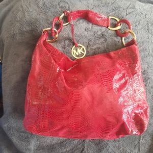 Red Snake skin leather Michael Kors hand bag